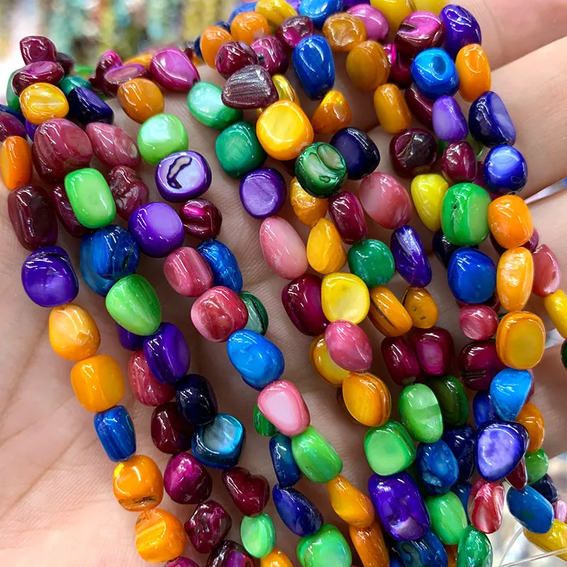 deep colorful Браслет из прородного белого камня, цветной краситель 5-8 мм, гравийная форма, бисер для самостоятельного изготовления ювелирных изделий, браслет, ожерелье из нескольких нитей 15,5'' - Цвет: deep colorful