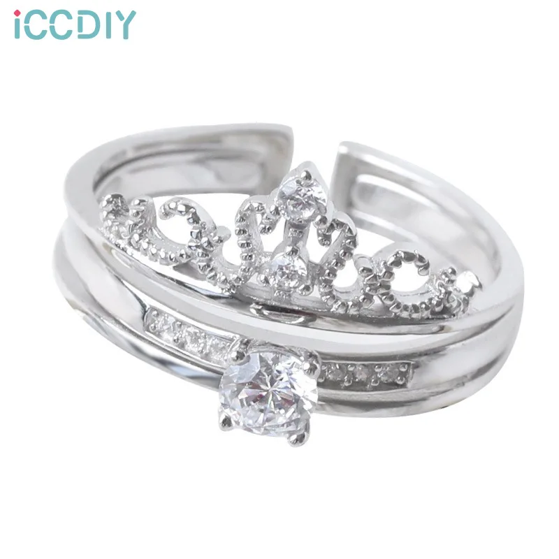 

ICCDIY The crown ring two-in-one honey pair of ring sister ring combination a pair of open index finger ring new model jewelry