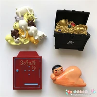 cartoon doll treasure box letter box cat resin fridge magnet three dimensional magnetic sticker