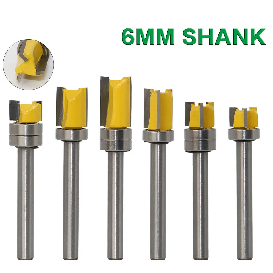 1 шт. 6 мм хвостовик шаблон отделка шарнир отрезание фрезы прямой конец мельница