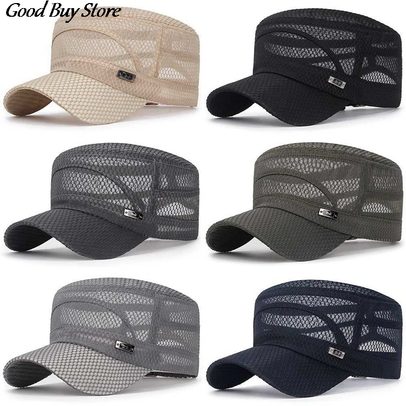 S Mesh Baseball Cap Casual Flat Breathable Hat Men Snapback 