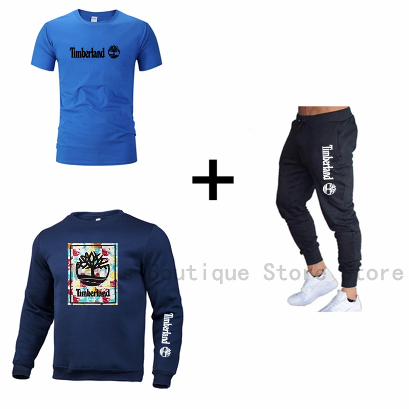 

2021 new brand men's suit O-neck sweatshirt, short-sleeved T-shirt, casual trousers, sportswear suit, men's 3-piece suit