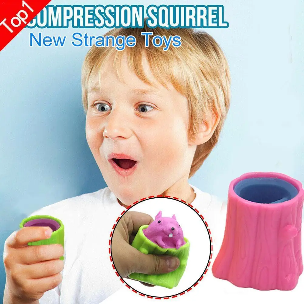 

Squeezing Squirrel Cup Tree Stump-Shape Decompression Stress Relieving Toy Gift For Kids Office Learning Tools Toys Adults P0D9