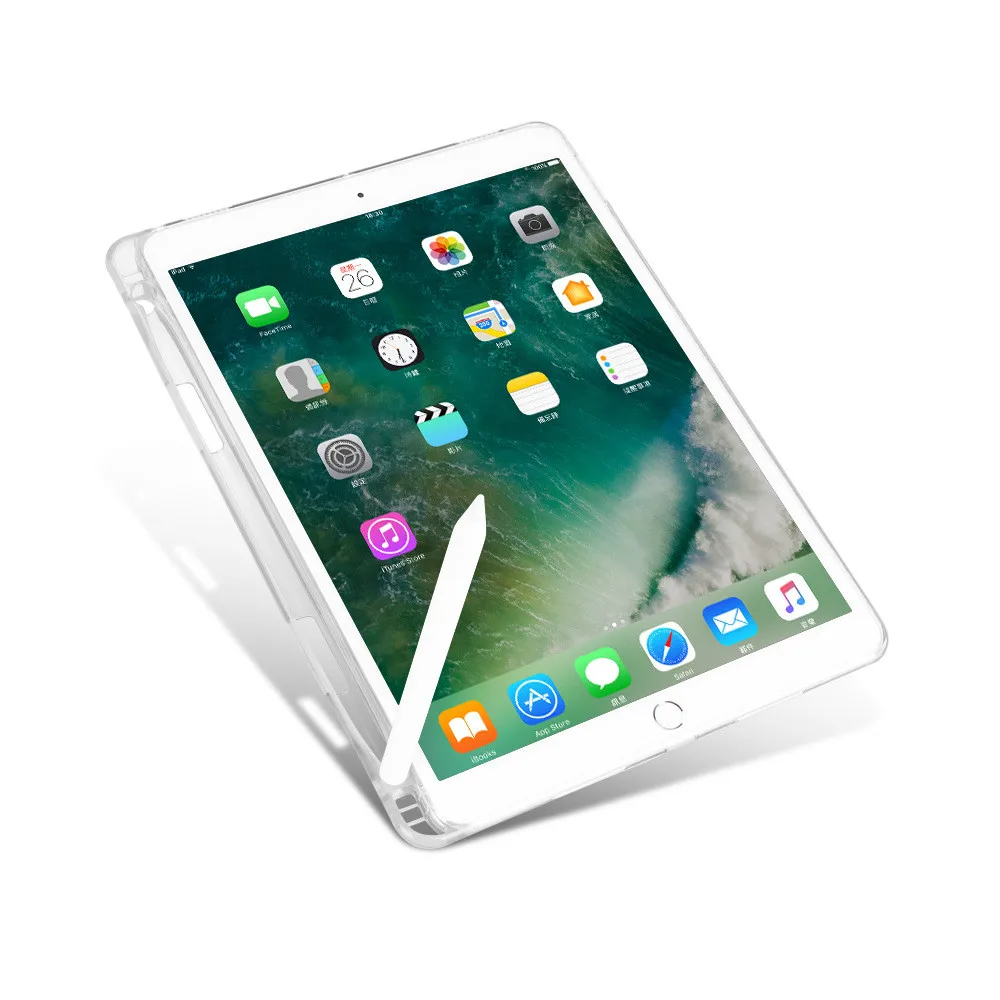 Для iPad 7th Gen Прозрачный чехол с карандашом, ТПУ защитный чехол, противоударный чехол для планшета, чехол для планшета, подставка для планшета