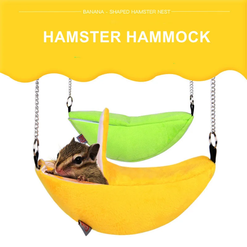 

Small Animal Banana Boat Design Rat Hamster Pet Hammock Winter Warm Plush Fleece House Mouse Ferret Hanging Bed Tool Nest Cage