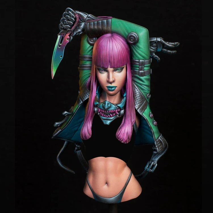 

Модель бюста из смолы 1/10, модель бюста с персонажами, механическая научная фантастика, мужская белая модель GK ручной работы X369