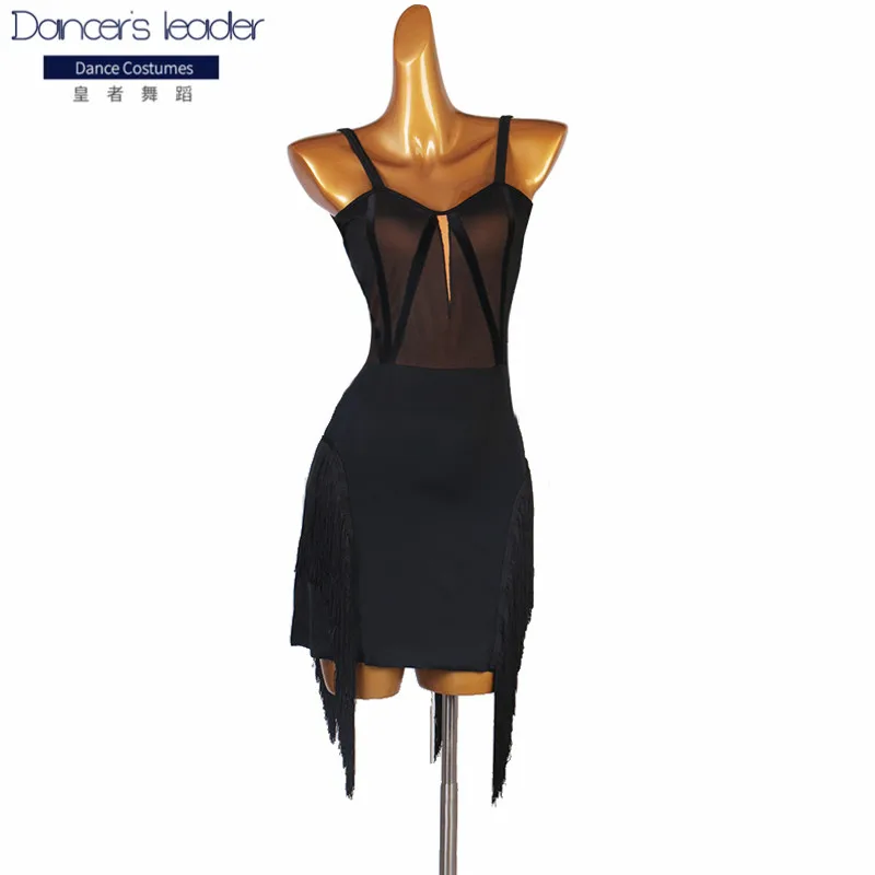

2020 New sexy sling latin dance dress practice clothes standard backless latin dance tassel style Rumba chacha dance dress