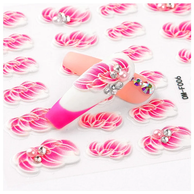 

1PC Ultra-thin Transparent Three-dimensional Relief Flower Series Nail Art Decals 5D Embossed Nail Sticker Decoration B01
