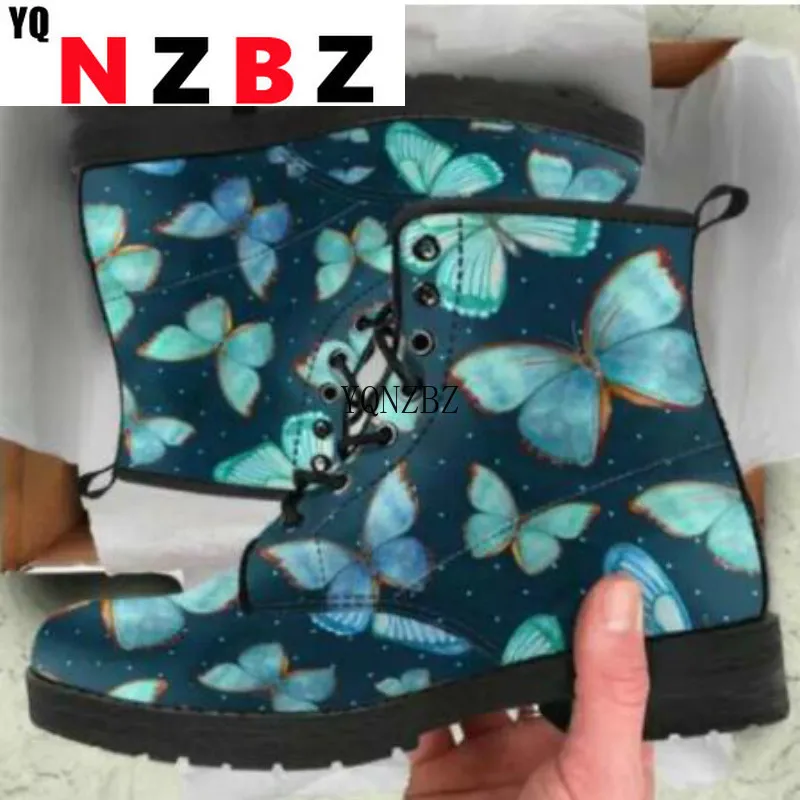 

Martin Boots Women's Autumn and Winter New2022British Fashion Women's Tooling Boots Skull and Flower Print High-top Boots Ladies