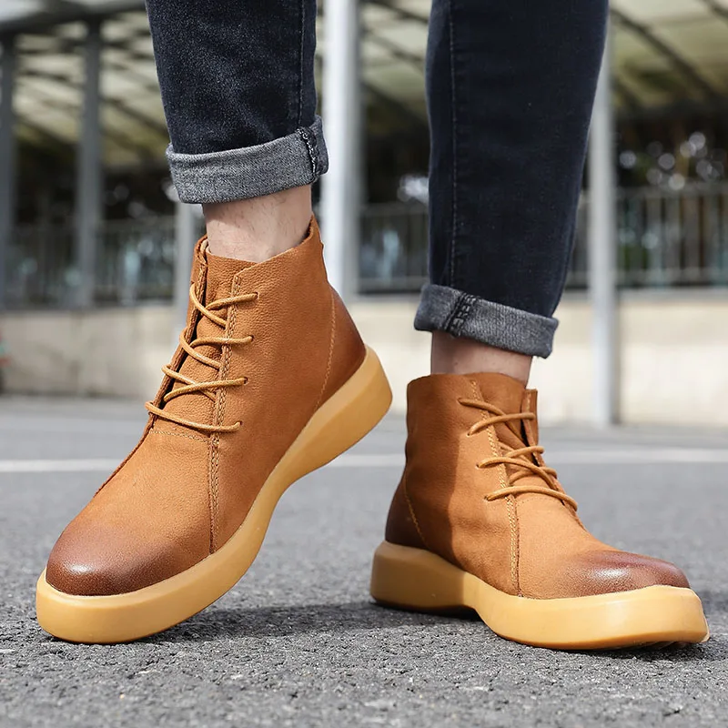 Мужские кожаные повседневные ботинки Стильные Ботинки Martin износостойкие