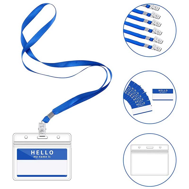 

40 Badge Holders with Lanyards for Office and Exhibition Business and School Name Tags