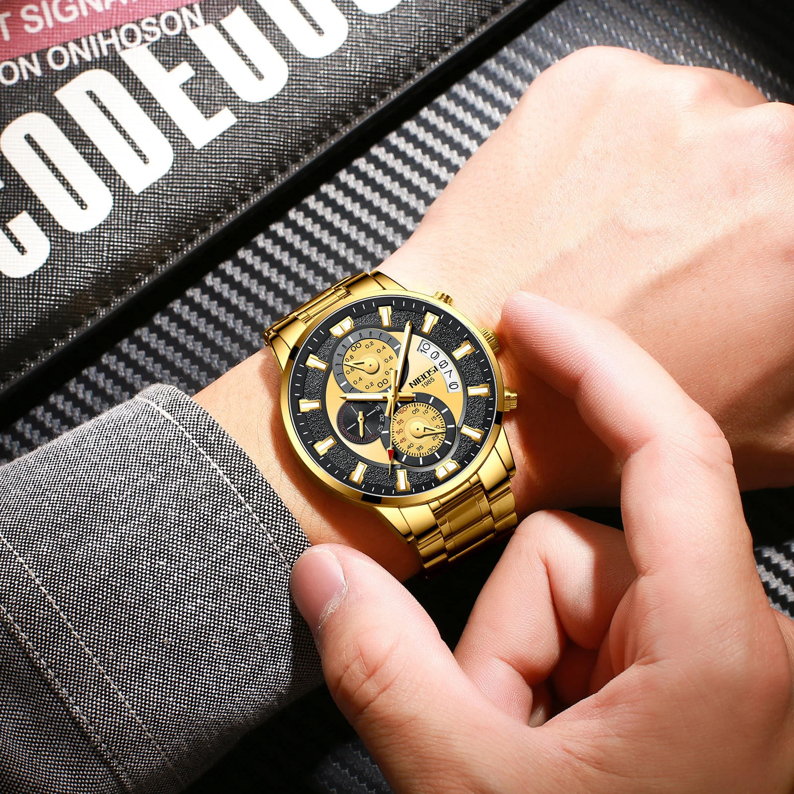 

NIBOSI Mens Watches Waterproof Luxury Gold Dress Watch Men Stainless Steel Waterproof Fast Shipping From Spain Relogio Masculino