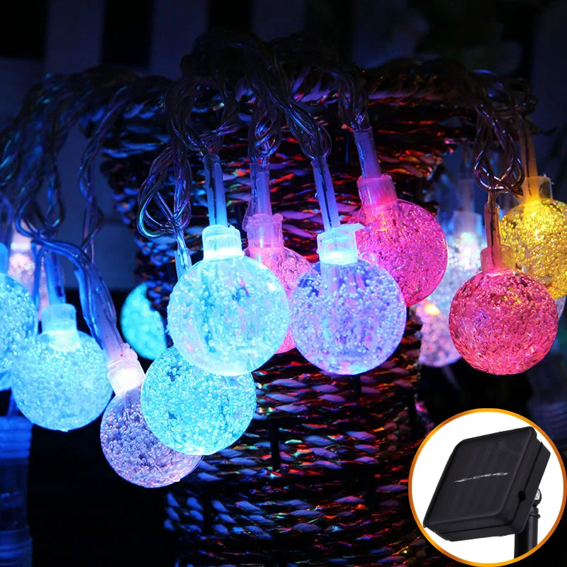 

LED Solar Light String Bubble Ball Light String Outdoor Waterproof Garden Ins Decoration Christmas Day Lantern Flashing Light