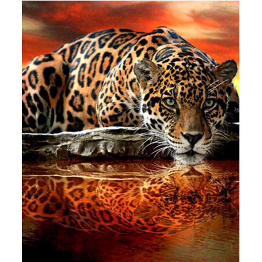 

5D DIY Diamond Painting Animal Painting Scene Leopard Picture Mosaic Art Picture Square Round Diamond Family Decoration BM496