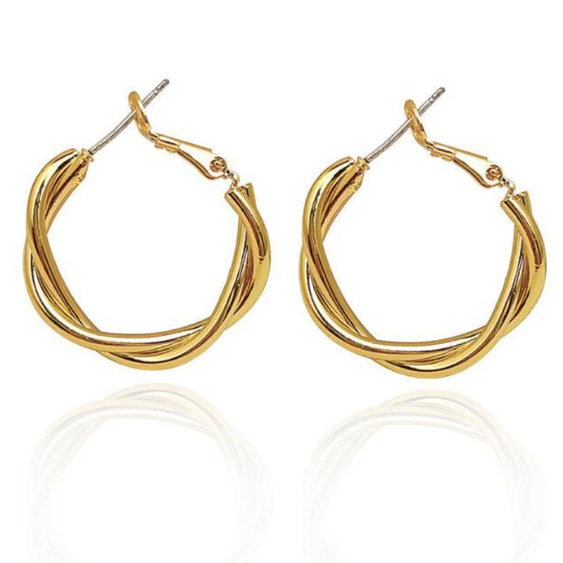 

Simple Chain Earrings Ring Gold Color Metal Round Hoop Earrings Fashion Circle Hoops Statement Earrings for Women Party Jewery