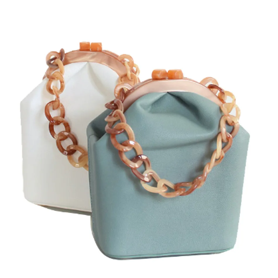 Женская Роскошная акриловая цепь ведро с ручкой сумки коробка из искусственной