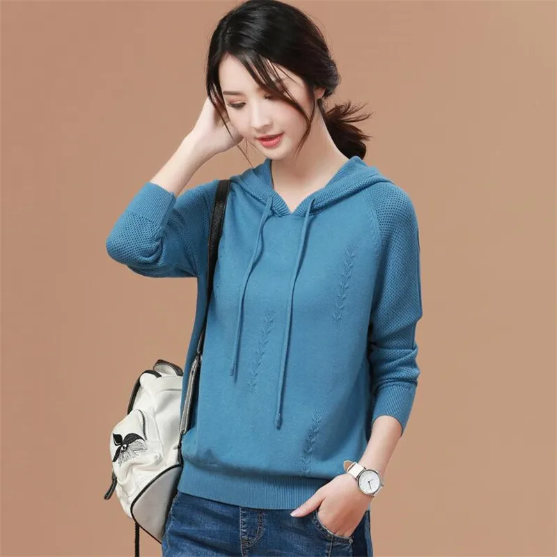 2021 Knittde Women Sweater Casual Soft Hooded neck Jumper Fashion Slim autumn and winter Pullovers | Женская одежда