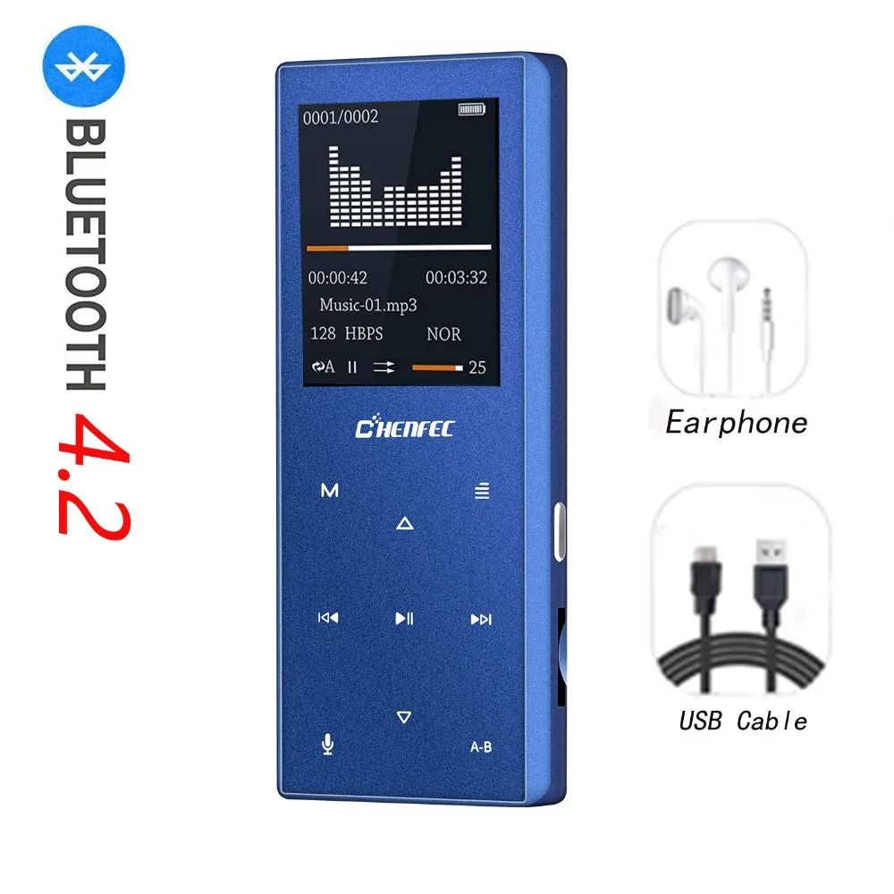 CHENFEC C12 MP3 плеер с Bluetooth 4,0 Встроенный 8 Гб динамик музыкальный плеер Поддержка FM радио Запись Иврит Русский