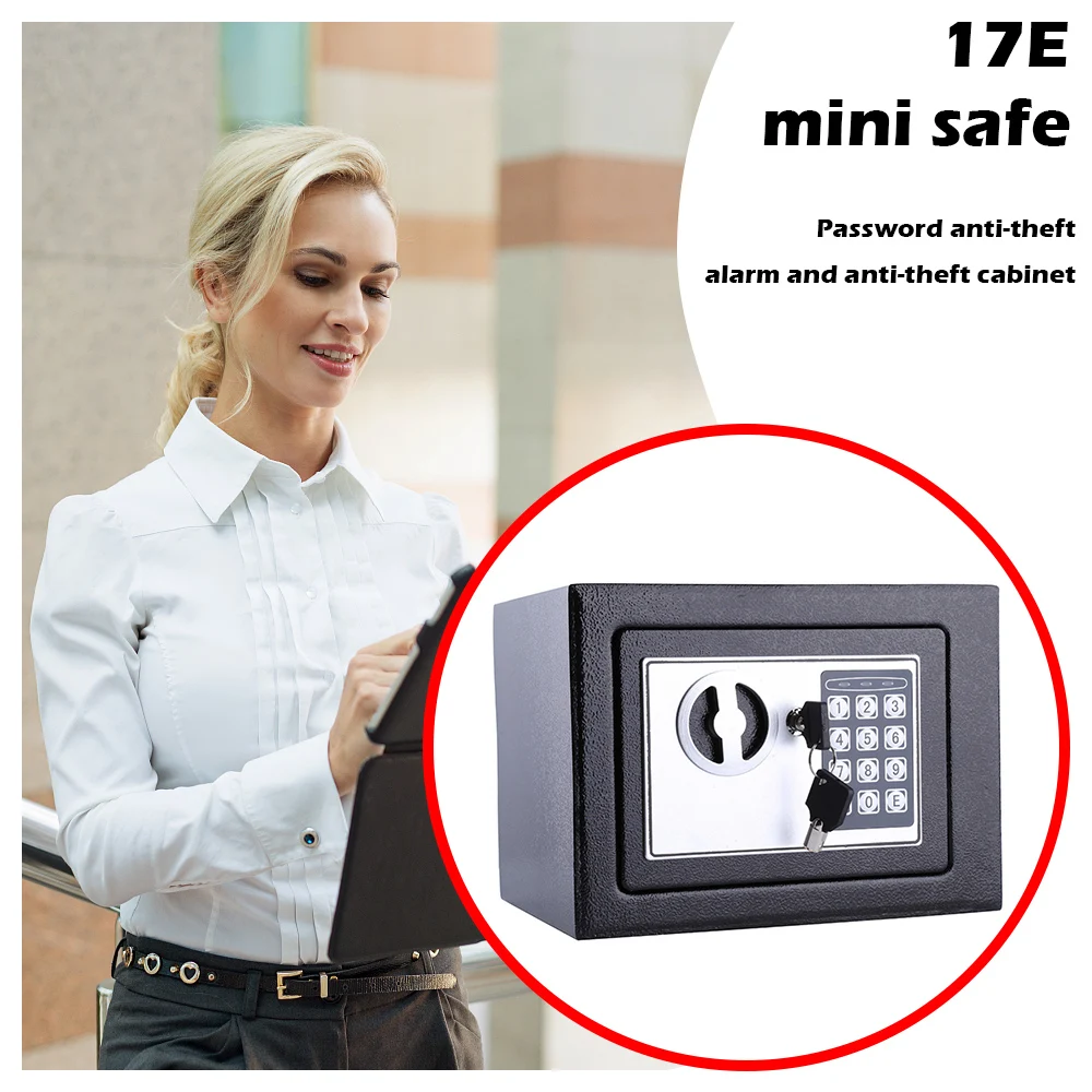 

Mini Digital Safe Deposit Box with Keys Steel Electronic Password Security Storage Case for Jewelry Money Cash Office Home