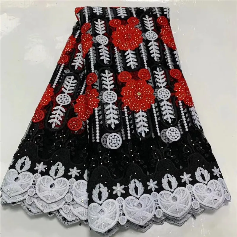 

5Ys High Quality African stones Lace Fabric French Net Embroidery Tulle Lace Fabric For Nigerian Wedding Party Dress NLY9266