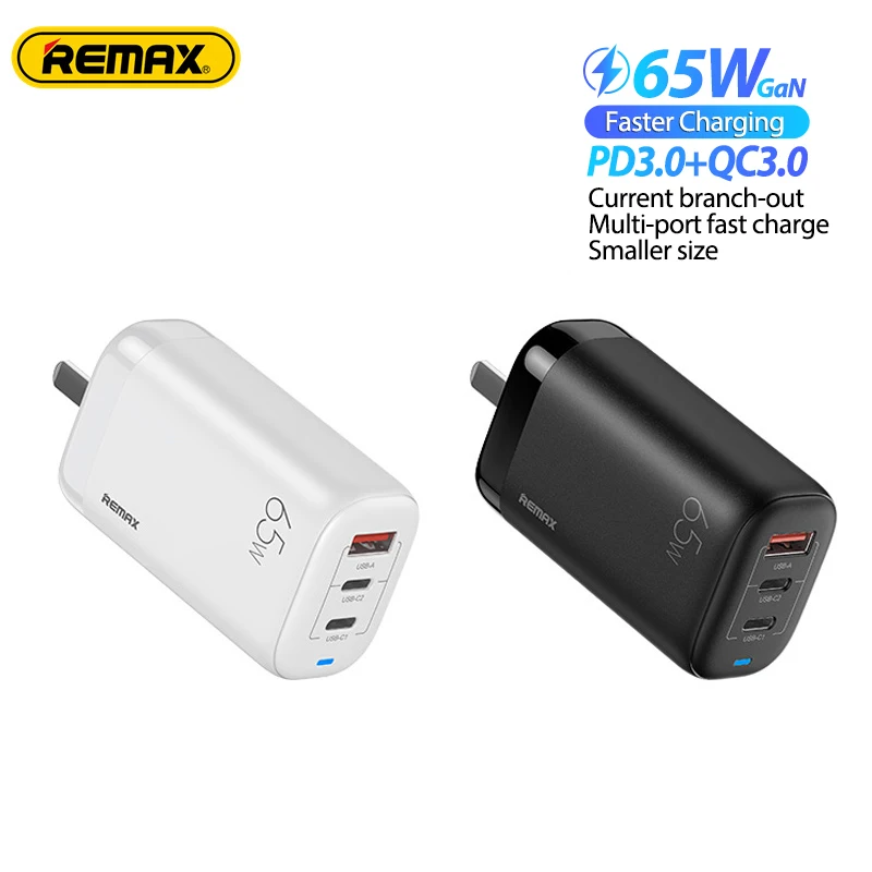 

Remax RP-U55 New Fast Charge GaN 65W Wall Fast Charger Type C Gallium Nitride Charger Smart Charging For iphone xiaomi huawei