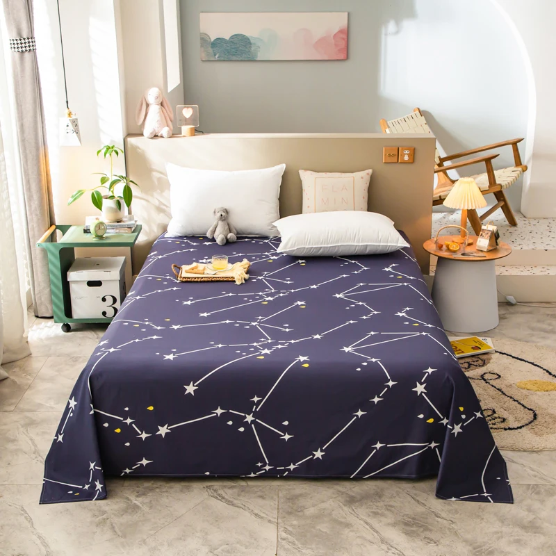 1pc Heart Flat Sheet 100%Cotton Fresh Flower Star Print Bedlinen Mattress Cover For 0.9m Single Doulbe King Bed Home Textile - купить по