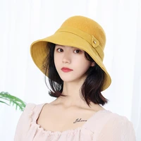 new autumn winter panama women wool cotton patchwork knitted dome large brim sunblock soft warm outing fashion lady bucket hat