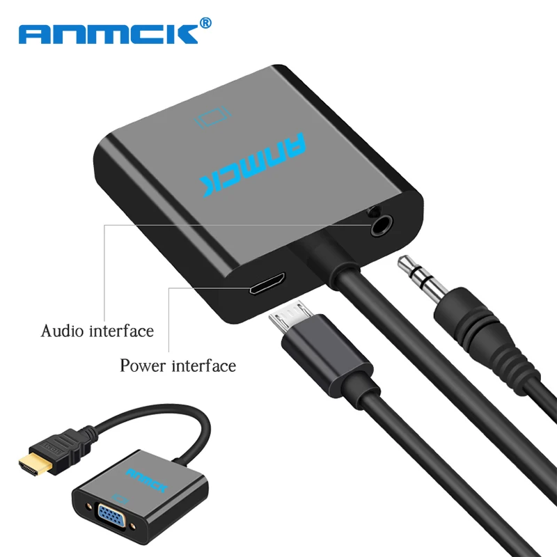 Адаптер Anmck HDMI-VGA папа-мама преобразователь адаптер 1080P цифро-аналоговый видео
