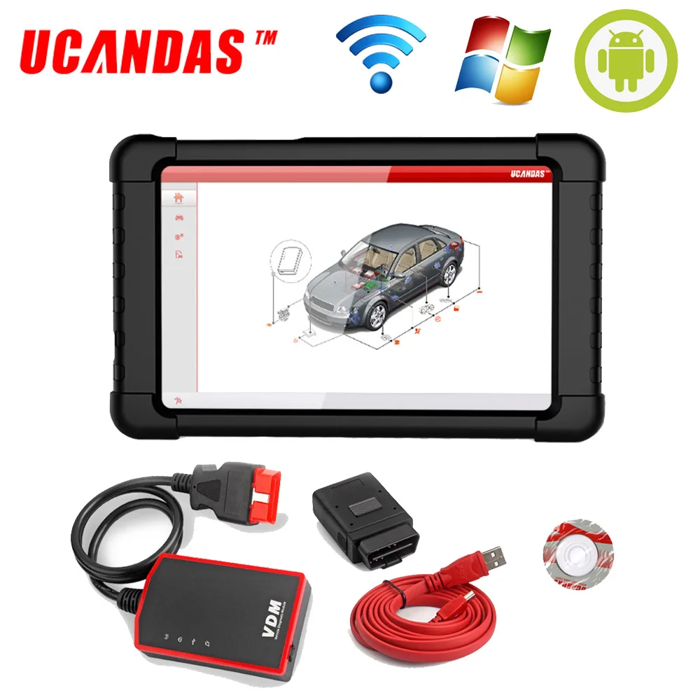 UCANDAS VDM V4.7 OBD2 автомобильный диагностический инструмент полная система OBDII wifi-сканер с поддержкой планшета Win10 Многоязычная и автомобильная