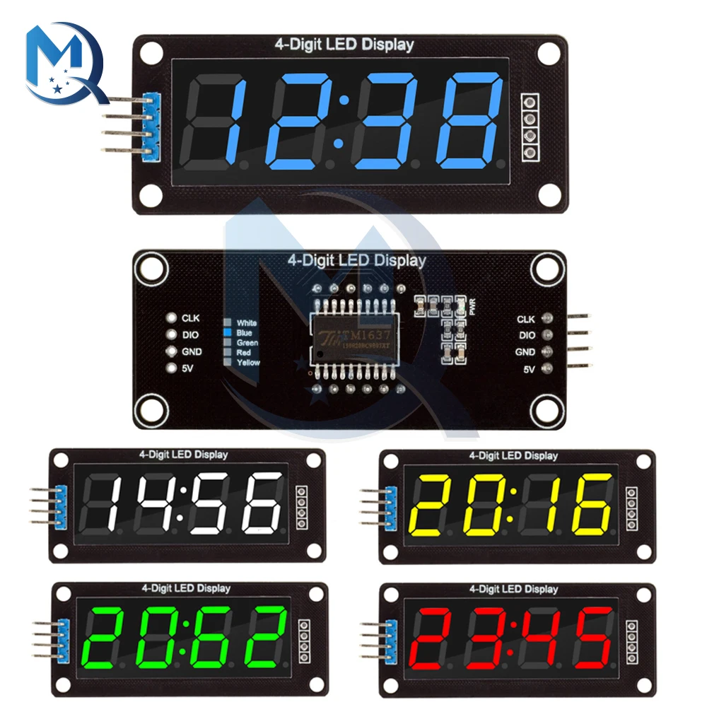 4-значный светодиодный дисплей TM1637 для Arduino 0 56 дюйма 7 сегментов двух точек синий
