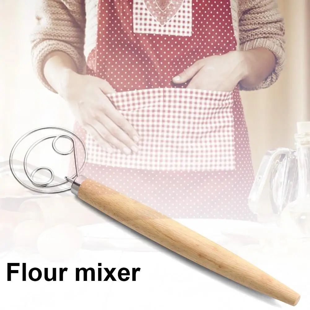 13inch Wood Handle Stainless Steel Egg Beater Flour Dough Stirrer Whisk Stick Coil Agitator Danish Blender Mixer Tool | Дом и сад