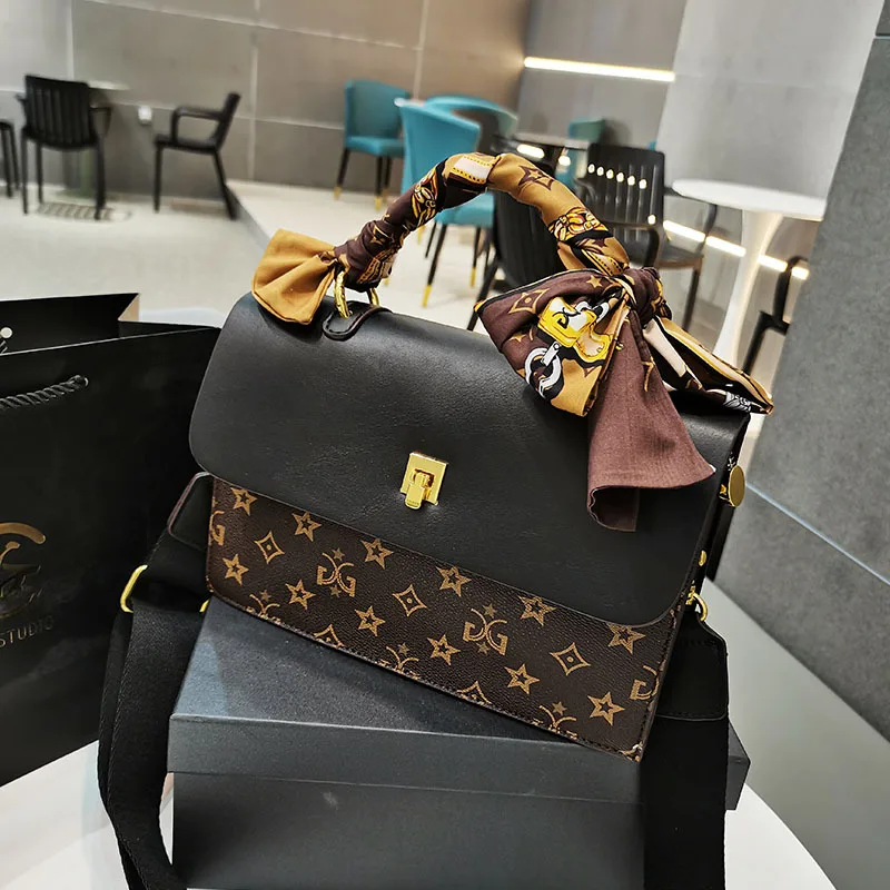 

Genuine Leather Handbags 2021 New Fashion Presbyopic Lock Shoulder Messenger Portable Square Bag Tote Bags for Women Sac A Main