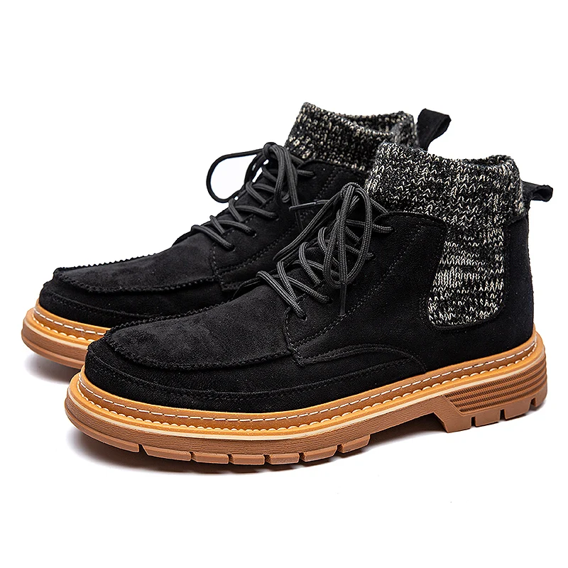 Мужская повседневная обувь Ботинки martin кожаные дышащие черные носки на плоской