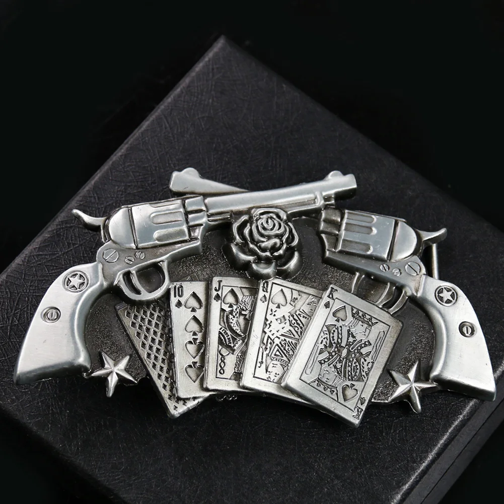 Ремень мужской с пряжкой для покера металлический ремень в стиле ковбоя