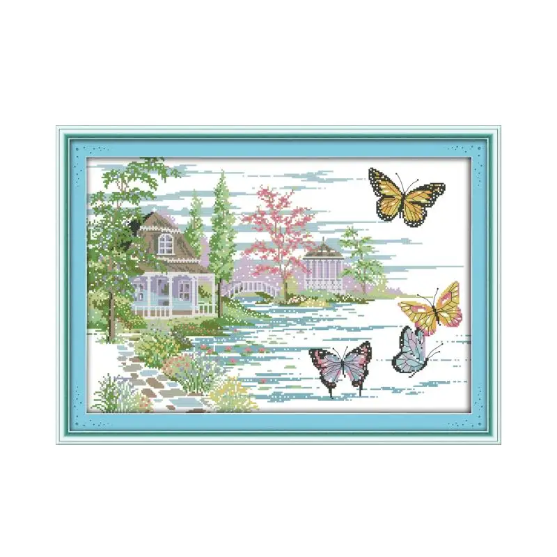 

The butterfly estate cross stitch kit 14ct 11ct count print canvas stitching embroidery DIY handmade needlework