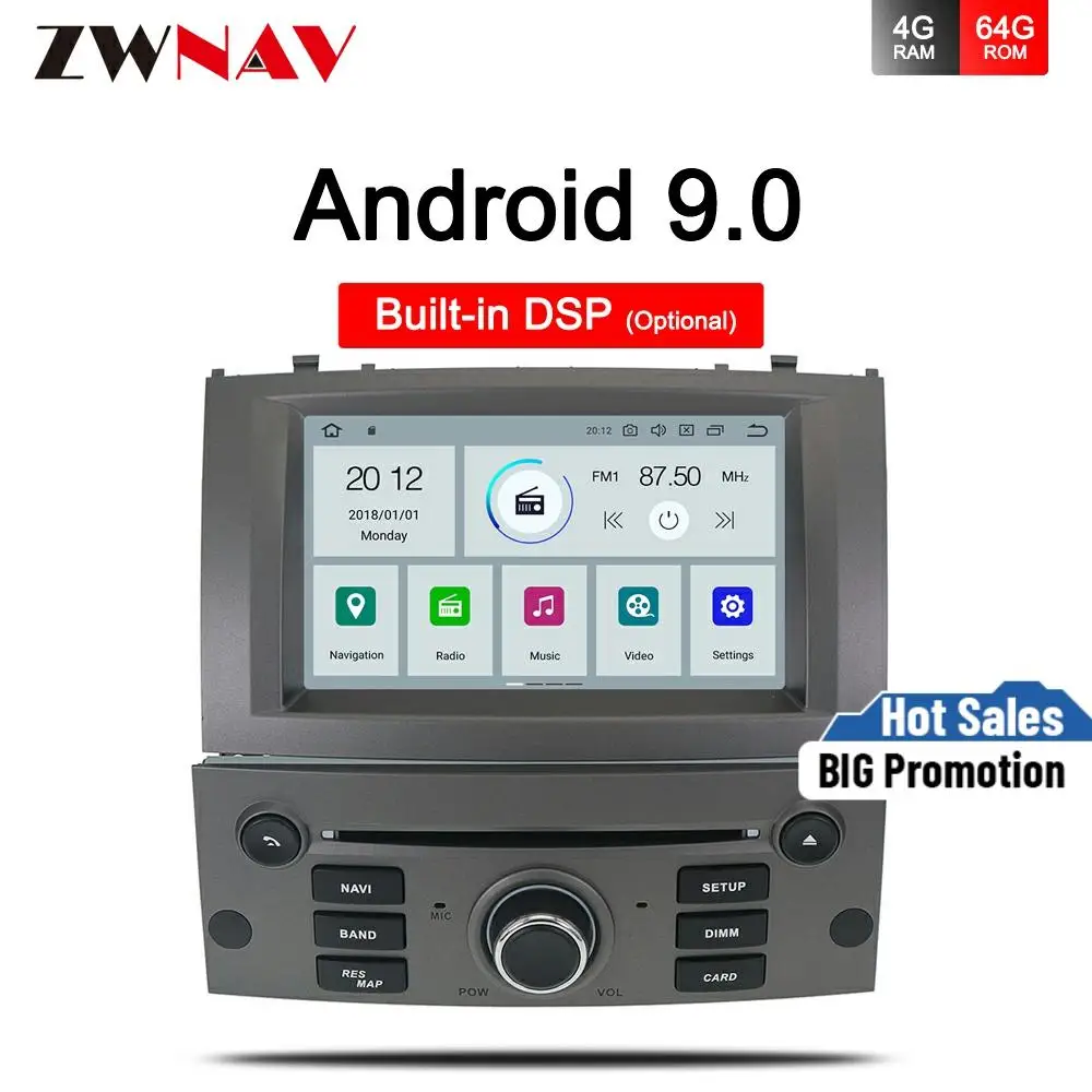 Автомобильный мультимедийный DVD-плеер IPS 4 + 64 ГБ Android 9 0 головное устройство для