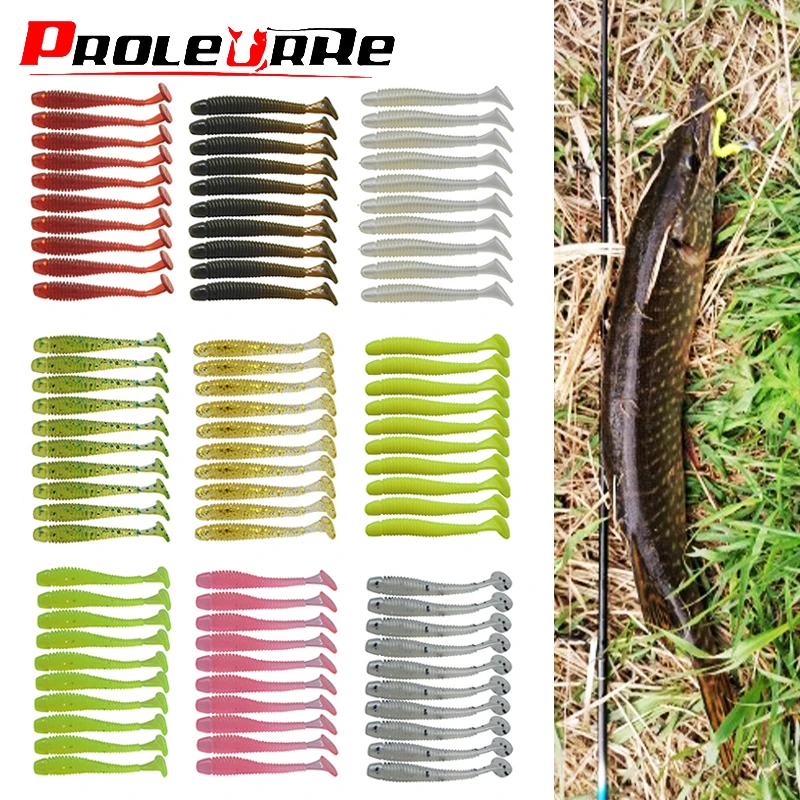 Proleurre jig Wobblers Worm Soft Bait 50mm 0.8g Fishing Lures Artificial Silicone T tail Soft Tail Baits Plastic Maggot Swimbait