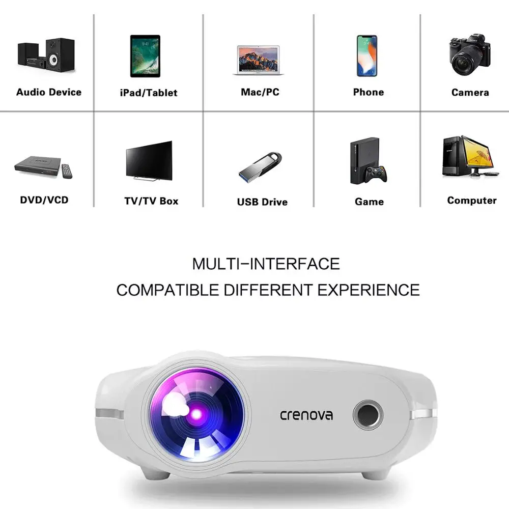 CRENOVA XPE498 Лучшая Android 7,1 OS 3200 люмен яркость видео проектор с Wi-Fi Bluetooth домашний кинотеатр Кино проектор