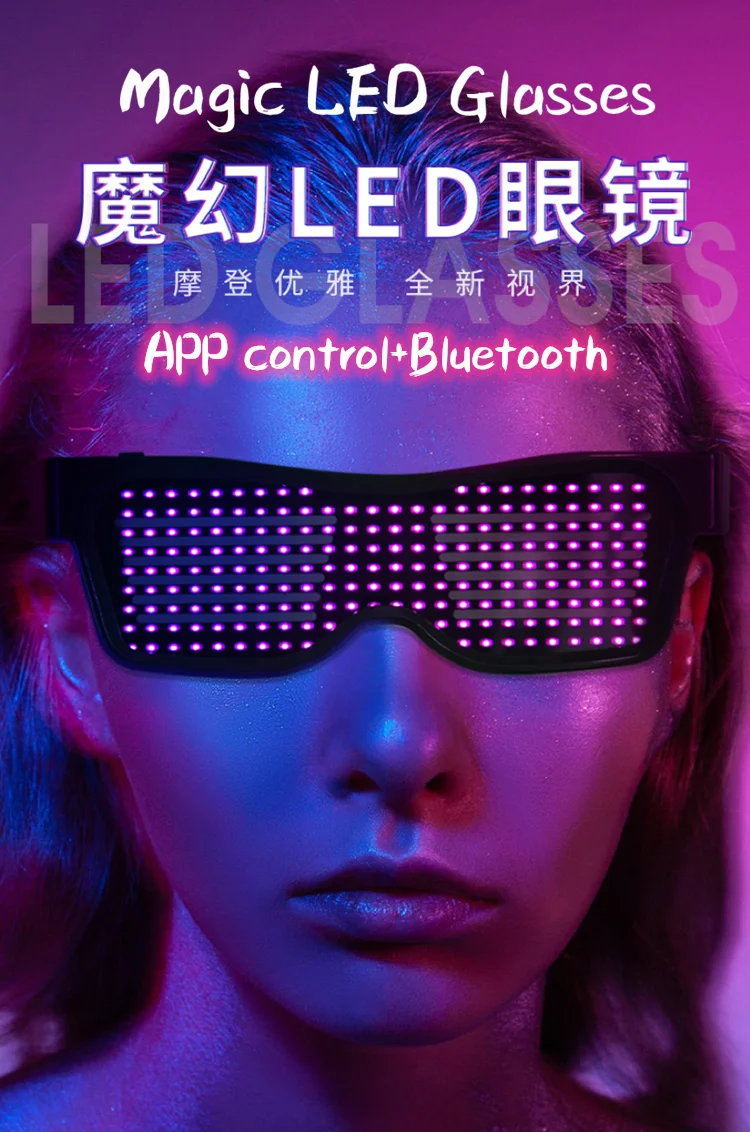 Светящиеся Bluetooth светодиодный светящиеся очки перезаряжаемый Контроль приложения настраиваемый магический прокручивающийся светодиодный текстовые сообщения очки светодиодный Вечерние