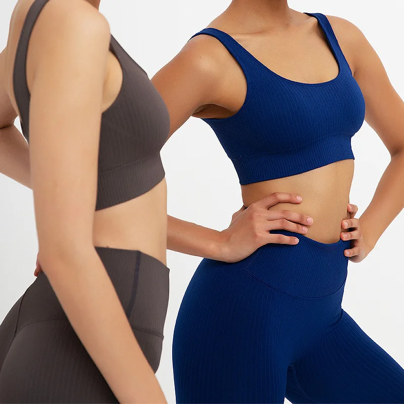 

Hot-Selling Nylon Quick-Drying Yoga Beauty Set Professional Sports Running Seamless Fitness Bra Set
