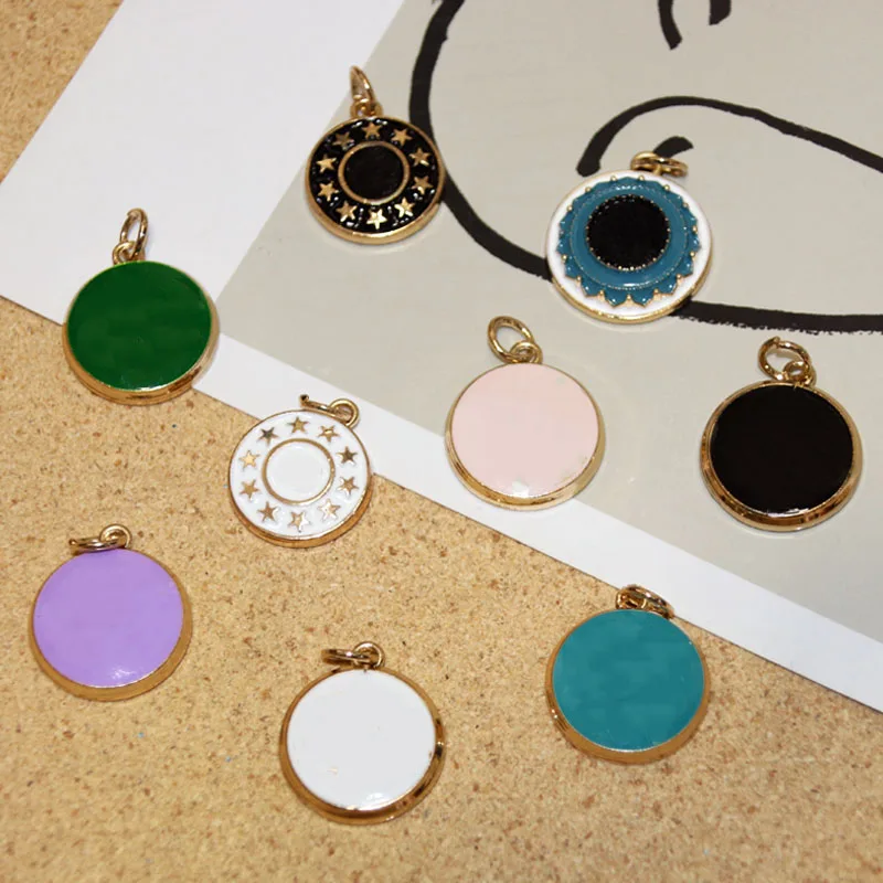 

Oil point metal round multi color Button Pendant 10 pieces of exquisite high quality button clothing accessories Button Pendant