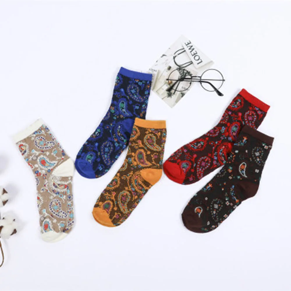 1 пара женские хлопковые носки с принтом Осень зима|Носки| |