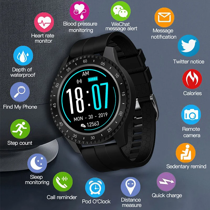 f17 smartwatch ip68 waterproof wearable device bluetooth pedometer heart rate monitor color display smart watch for androidios free global shipping