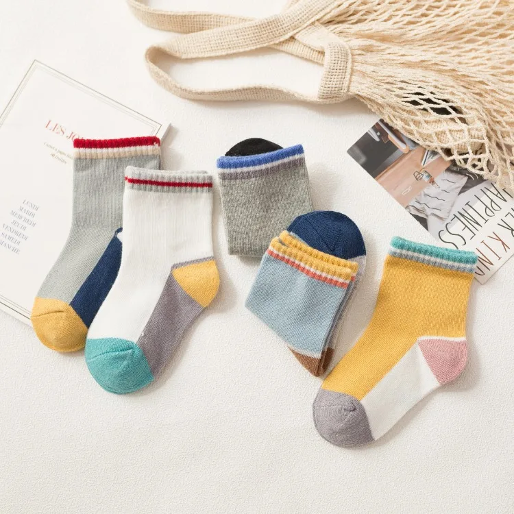 5 пар/партия новинка 2019 весенние детские носки Детские хлопковые средней высоты с