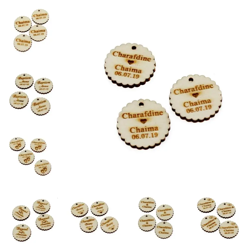 50 шт. деревянный круглый стол с гравировкой | Дом и сад