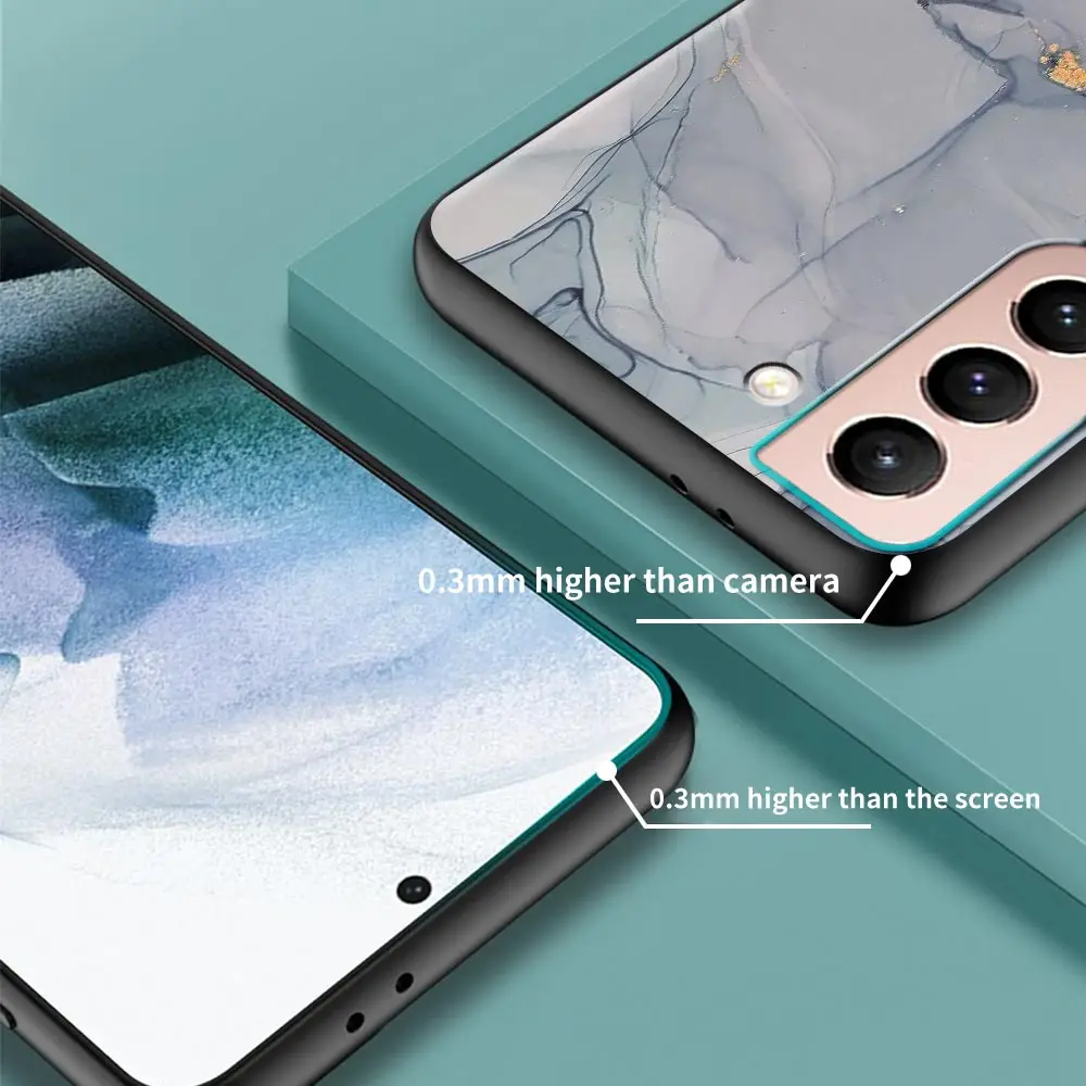 

Granite Marble Smart Phone Case For Samsung S21 Ultra Galaxy S20 FE S10 S9 Plus Lite S10e TPU Cover Soft Capa Black Fundas