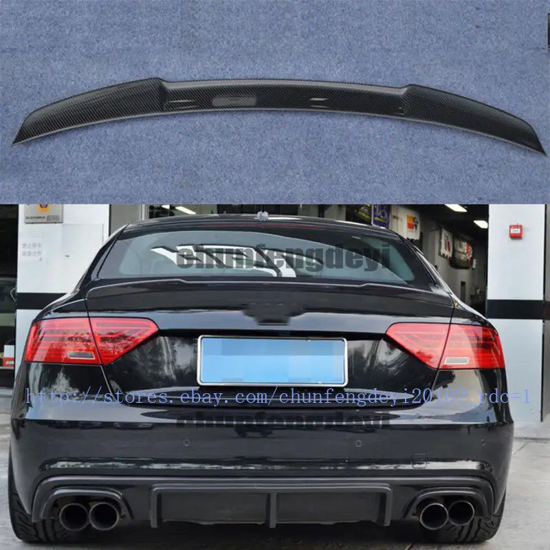 Углеродное волокно авто спойлер заднего багажника, крыла губ Подходит для Audi A5 S5 седан 2009