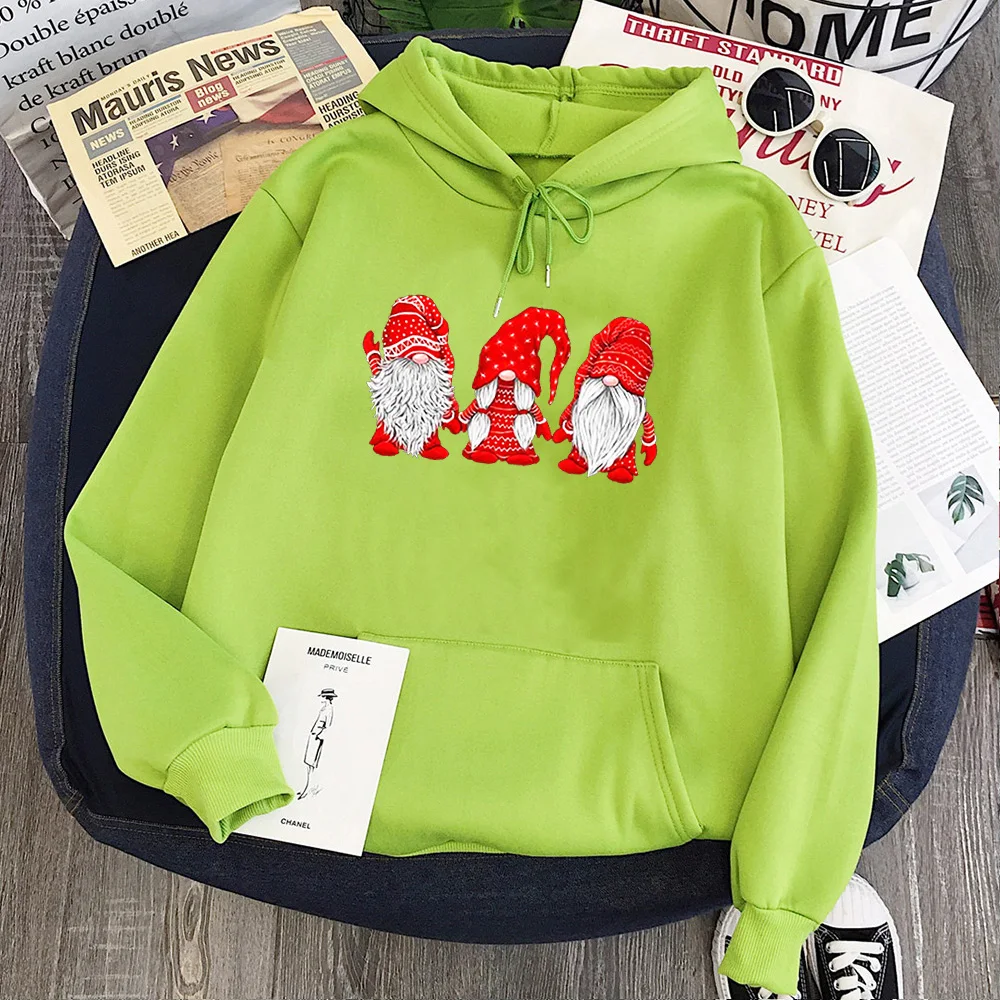 

Худи в рождественском стиле Gnomes In Red, модная женская Эстетическая толстовка с круглым вырезом, худи с длинным рукавом и принтом на Рождество,...