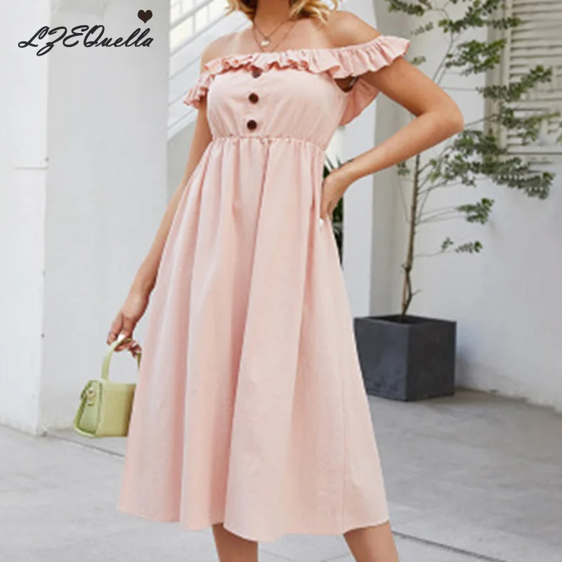 Женское длинное платье без бретелек розовое пляжное с оборками и открытой спиной