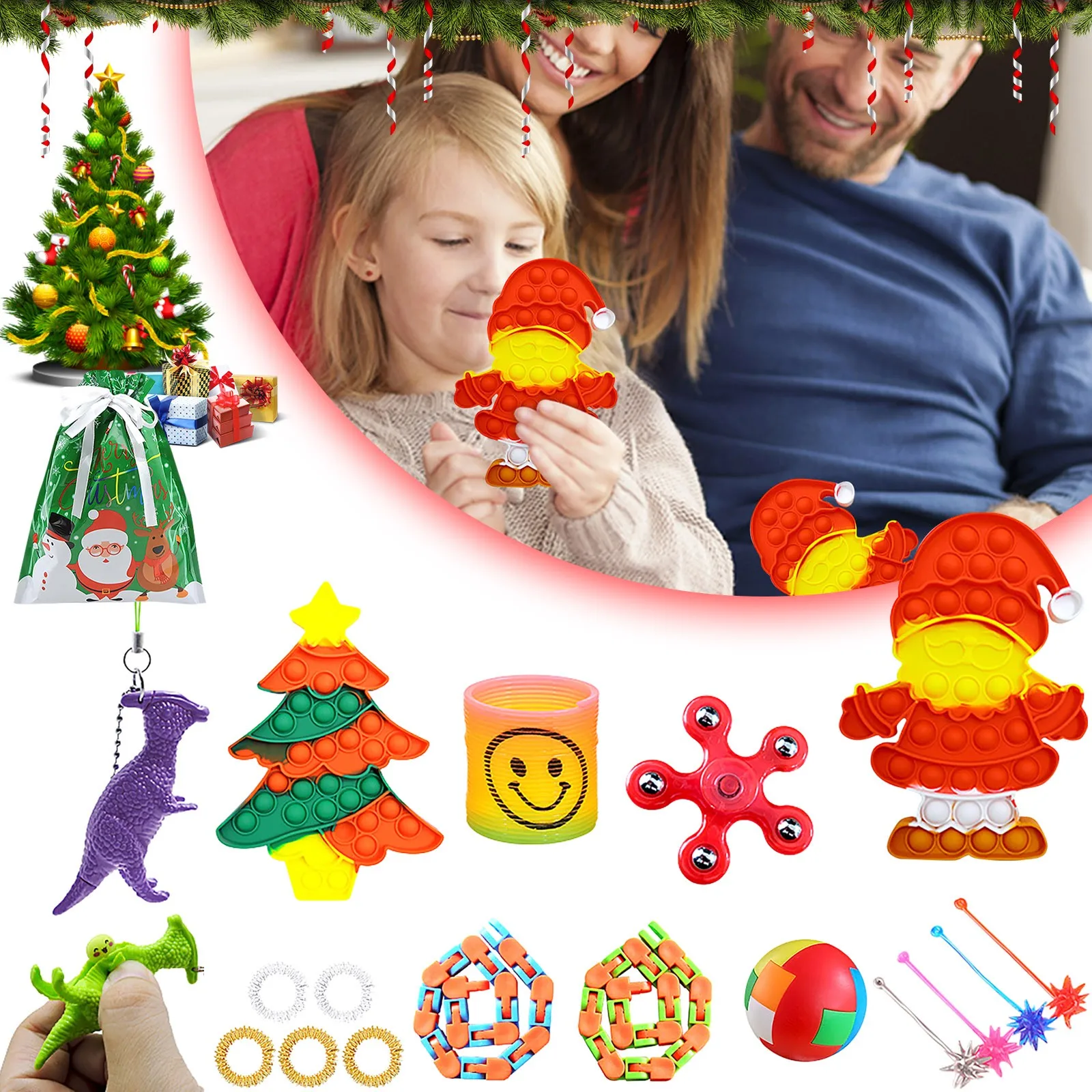 

Christmas Theme Double-Sided UV Printing Unlimited Block Pressure To Relieve Irritability And Anxiety